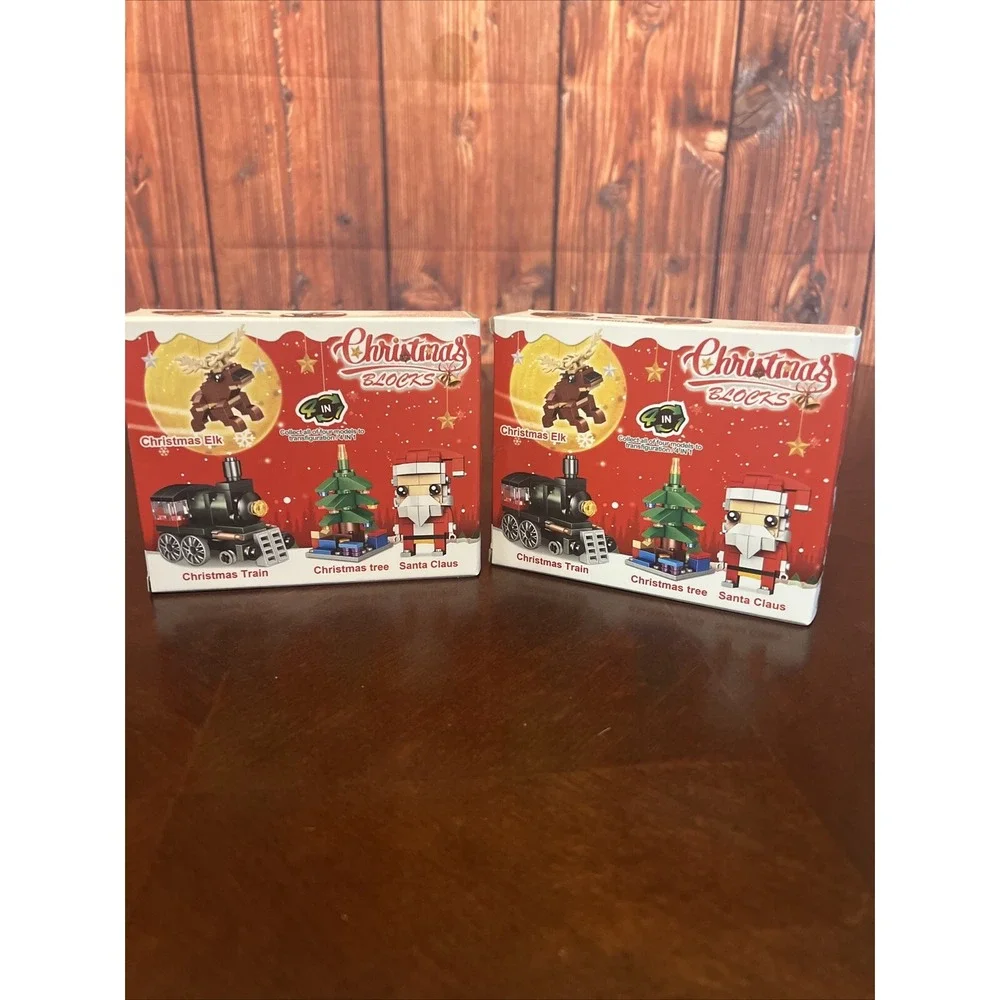 Building Blocks Reindeer Holiday Series Blocks Stocking Stuffer &Christmas Train